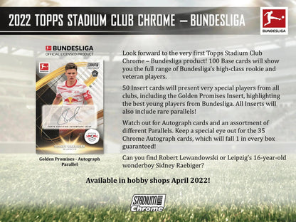 Topps - 2021/22 Bundesliga Stadium Club Chrome Football (Soccer) - Hobby Box
